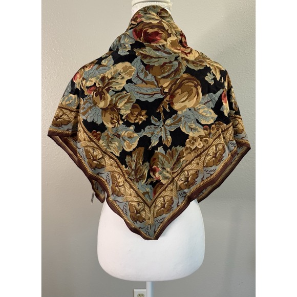 Echo Accessories - Echo 100% Silk Floral Square Scarf Baroque Cottagecore Old Money 31x32
